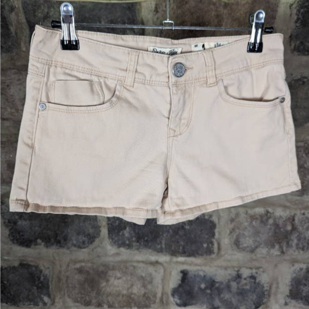 INDIGO Rain Twill Shorts Tan Junior's‎ Size 1 Zip Fly Short 5 Pocket Summer